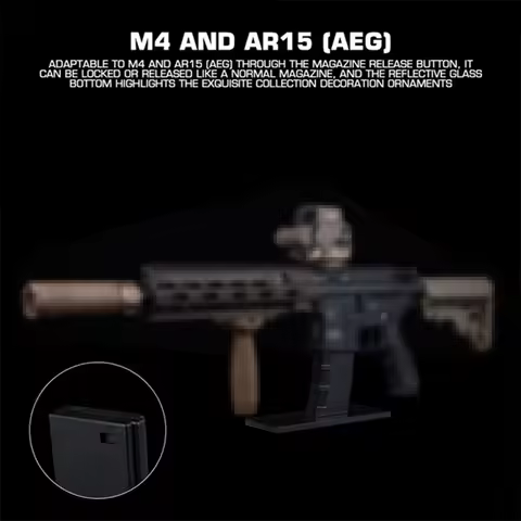 Display Stand AR 15 Style for M4 and AR15 ((AEG) ABS Decorative Magazine Glass Base Rifle Stand for 