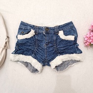 Shorts Y2K DenimWanita | Unique Harajuku Style Fur Trim Jeans Shorts