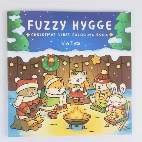 Fuzzy Hygge Christmas Coloring Book for Adults & Teens Festive Winter Scenes with Cute Furry Animals