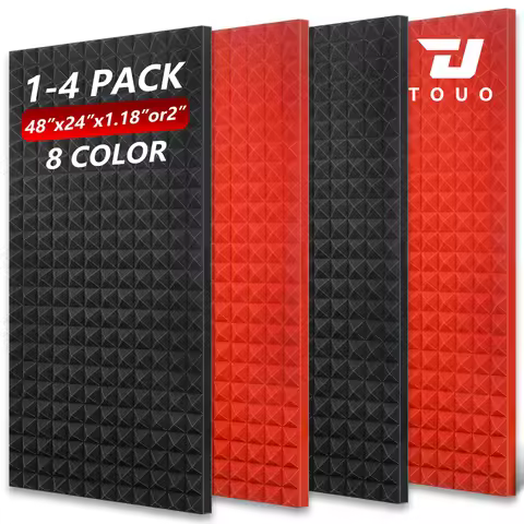 TOUO Acoustic Foam 1-4Pack Pyramid Panels 47.2"x23.6" Soundproof for Studio, Living Room, Home Theat