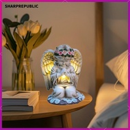 [Sharprepublic] Angel Garden Statue Solar Decor Garden Figurine Praying Angel Figurine for