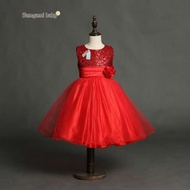 L26-Red Red Sequined Princess Girl Dress (3y)