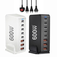 600W GaN Charger Station 8-port USB C PD Fast Charging PD3.1 Wall Charger Adapter for Tablet Mobile 
