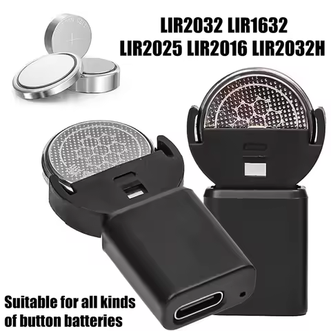 CR2032 Battery Type C Lithium Coin Charger Widely Charging for LIR2032,LIR1632,LIR2025,LIR2016,LIR20