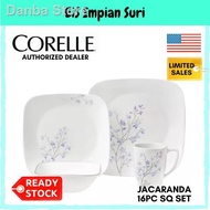 ✸☊✤(Ready Stock) Corelle Jacaranda 16pc Square Dinnerware Set (1106610) Livingware Dinner Serve