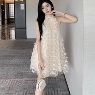 Yem dress with 3d beaded collar sm