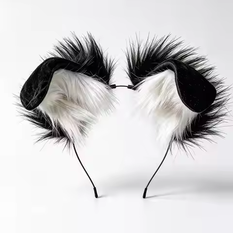 Handmade Plush Ears Headwear Dalmatian Dog Ears Headband Adult Cosplay Accessory For Halloween, Chri