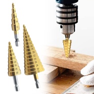 3Pcs/Set HSS Step Drill Titanium Plated Hexagonal Shank Straight Groove  Pagoda Drill Drilling Tool 