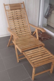 割價‼️簡約經濟楠竹躺臥折叠椅連腳櫈|Simplicity Economic Solid Bamboo Foldable Rest Chair, with foot Stool [悠閒椅, 折叠椅, 
