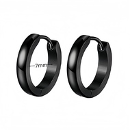 2PCS Punk Minimalist Spike Stainless Steel Round Black Men Piercing Hoop Earing for Women Jewelry Ac