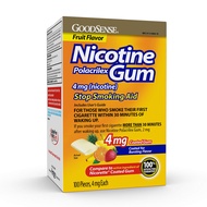 GoodSense Coated Nicotine Polacrilex Gum 4 mg (Nicotine), Stop Smoking Aid, Fruit Flavor, 100 Count