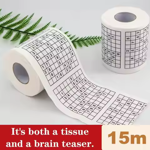Sudoku Puzzle Toilet Paper Roll Novelty Brain Teaser IQ Game Bathroom Tissue 3-Ply Virgin Wood Pulp 