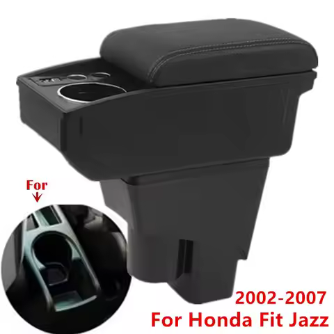 For Honda Jazz Armrest box For Honda Fit Jazz 1 Car Armrest double-layer Storage box 2002 -2007 Inte