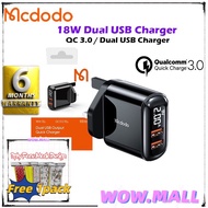 Mcdodo CH-6460 18W / 20W Displayer Charger QC3.0 Fast Charger 2 USB Compatible for iPhone Xiaomi