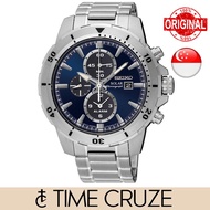 [Time Cruze] Seiko SSC555 Solar Chronograph Alarm Stainless Steel Blue Dial Men Watch SSC555P1 SSC555P