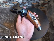 gagang golok ukir macan singa 20cm pernis
