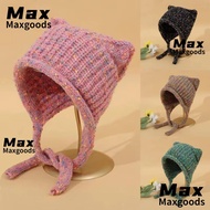 MAXG Knitting Cap, Keep Warm Cute Cat Ear Cat Ear Hat, Ear-protected Thicken Beanies Cap