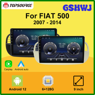 GSHWJ Eu Topsource 9 ''เครื่องเล่นวิทยุติดรถยนต์สำหรับ Fiat 500 Abarth 2007-2015มัลติมีเดีย Gps วิทยุนำทางรถวิทยุติดรถยนต์ไร้สาย Carplay Rds Dab HREFD