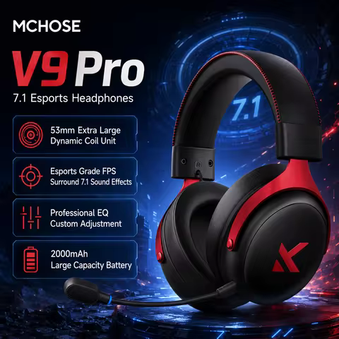 MCHOSE V9 Pro 2.4G Bluetooth5.3 Wireless Gaming Headphones 7.1 Surround Sound Noise Cancelling Mic G