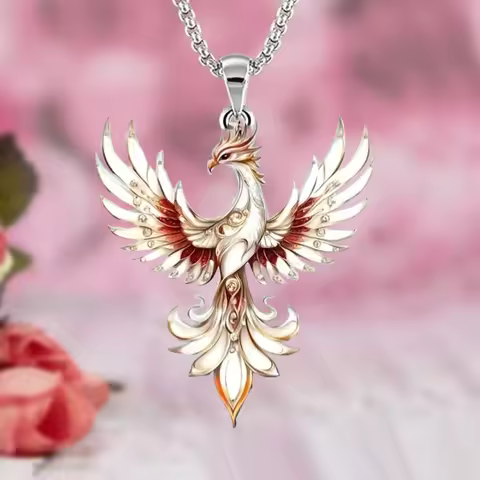 2D Flat New Lucky Phoenix Acrylic Pendant Necklace for Women Jewelry 2025 Trending New Beach Vintage