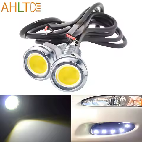 2X 23MM Car Eagle Eye Silver Shell DRL Led Daytime Running Light LED 12V Reverse Parking Signal Auto