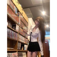 Gossip Girl Inspired White Preppy Two-Piece Set - Slim-Fit Long Sleeve Shirt & A-Line Skirt