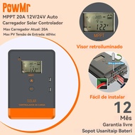 PowMr 20A Fast Charger MPPT Solar Charger Controller Support 12V 24V Battery Solar Panel Regulator 6