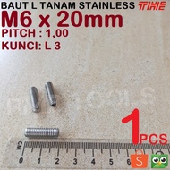 M6x20 Bolt L Set Embedded M6 Stainless 304 Grade A2-70 Pitch 1.00