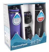 **銅鑼灣限定** ThermoFlask Stainless Steel – Straw/Spout Lid (Purple & Black) 不銹鋼保溫/保冷水樽套裝 (紫色及黑色) 40oz /