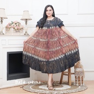 Daster Payung Rosa Jumbo Motif Jumputan batik sakura pekalongan Dress Piyama Rayon Panjang Wanita Ti