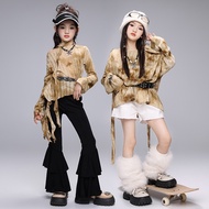 Jazz Dance Costume for Girls Korean Version Dune Wasteland Style Practice Dancewear Street Dance Chi