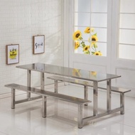 Stainless Steel School Canteen Dining Table Construction Site Restaurant 4 to 8 Dining Table Chair D