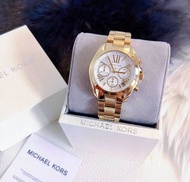 Michael Kors Stainless Steel Ladies Watch - MK6267 Mini Bradshaw Chronograph Pearlescent Dial Fixed Bezel Gold Bracelet Watch