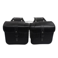 Motorcycle Black Side Bags Leather Saddle Bags Tool Luggage Travel Bag For Honda Suzuki Kawasaki Yam