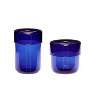 【Hübsch】藍色玻璃萬用儲物罐-2件組 筆筒 桌面收納