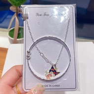 HK011 Kalung Set Gelang Karakter Sanrio Kuromi Melody Cinnamon Perak Modis Unik Fashion
