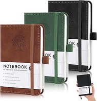 Hopton Notebook A6, 3-Piece Notebook Set, 192 Pages, 80 g/m², Leather Notepad, Small Notebook A6 Lin