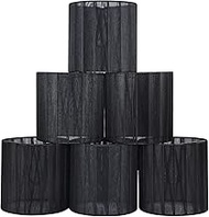 LAMPWELL LYON Clip-on Chandelier Organza Fabric Lamp Shades,Set of 6,Small Drum,5.2"×5.2"×H5.2", Org