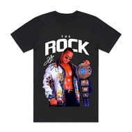 Hot sales🔥 Wwe Dwayne Johnson The Rock Wrestling T-Shirt Loose Pure Cotton Round Neck Wrestling Shor