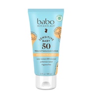 Babo Botanicals Sensitive Baby Mineral Sunscreen Lotion SPF50 - Natural Zinc Oxide - Face & Body - F