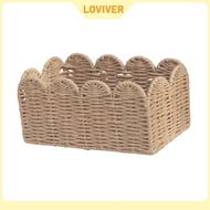 Handwoven Storage Basket Imitation Rattan Basket Container Bin Paper Rope Organizer Basket for Count
