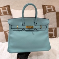 Birkin 25/ 馬卡龍藍 金扣/ T刻