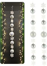 COM-FOUR 2x Christmas Bauble Ball Decoration String with Snowflakes for Atmospheric Christmas Decora