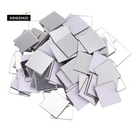 100 Piece Mirror Tile Wall Sticker 3D Decal Room Decor Stick (Silver)