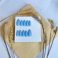 [FREE LEM] Press on nails warna biru| Fake nails| Nail art| Kuku palsu nail art| Kuku palsu + lem| N