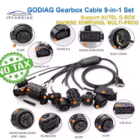 GODIAG Gearbox Cable 9-in-1 Set for V-A-G V30/ DQ200/ DL501/ VL300/ VL381/ DQ500/ DQ250/ DQ380/ DQ38