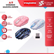 YINDIAO A9 Gaming Mouse Rechargeable Wireless Silent Mouse LED Backlit 2.4G RGB MiceBlack White Wire