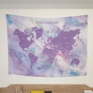 【客製】世界地圖掛布/名字訂製/紫