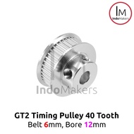 Timing Pulley GT2-6mm 40 Teeth Bore 12mm for 6mm GT2 Belt