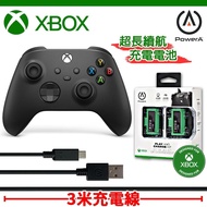 【Microsoft 微軟】 【Xbox Series】 無線藍芽控制器(多色任選)+PowerA XBOX官方授權高續航充電電池組(2入)